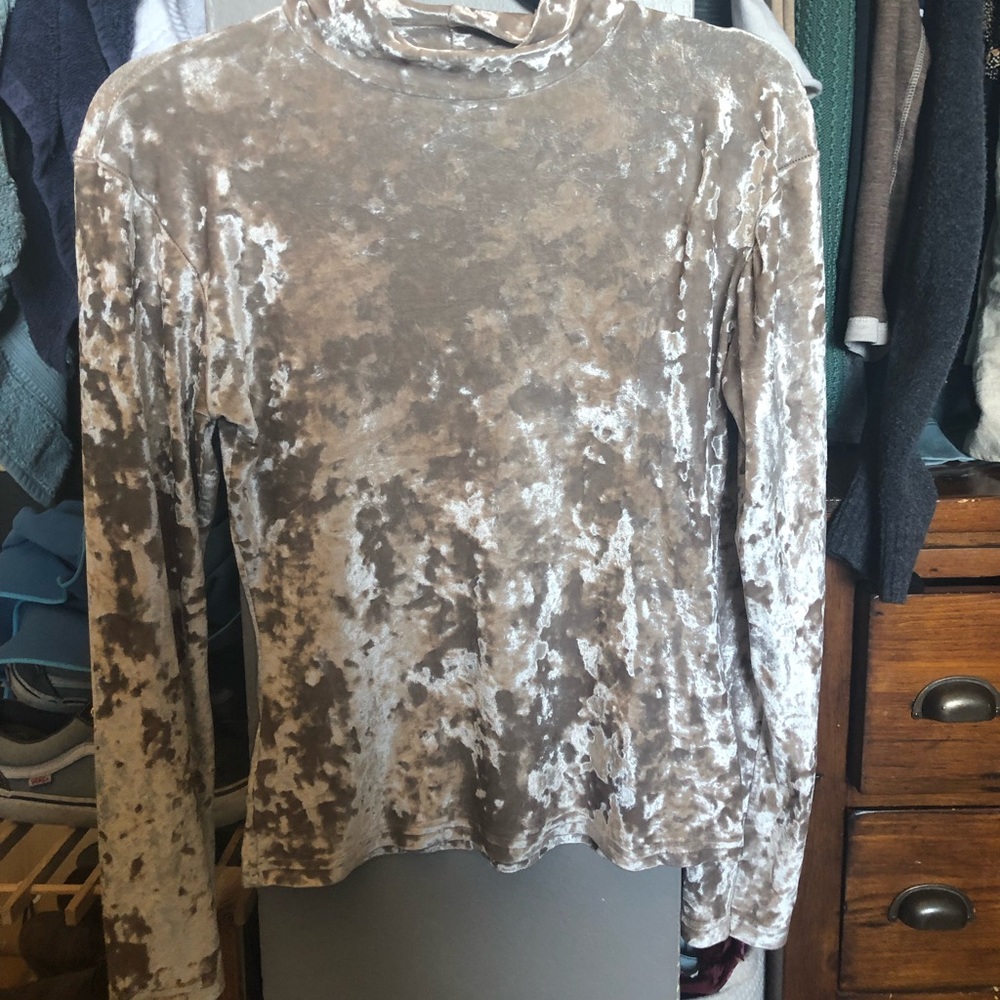 Velvet silver mock neck long sleeves